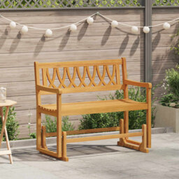Garden Glider Bench Natural Solid Acacia Wood Furniture Outdoor Seating