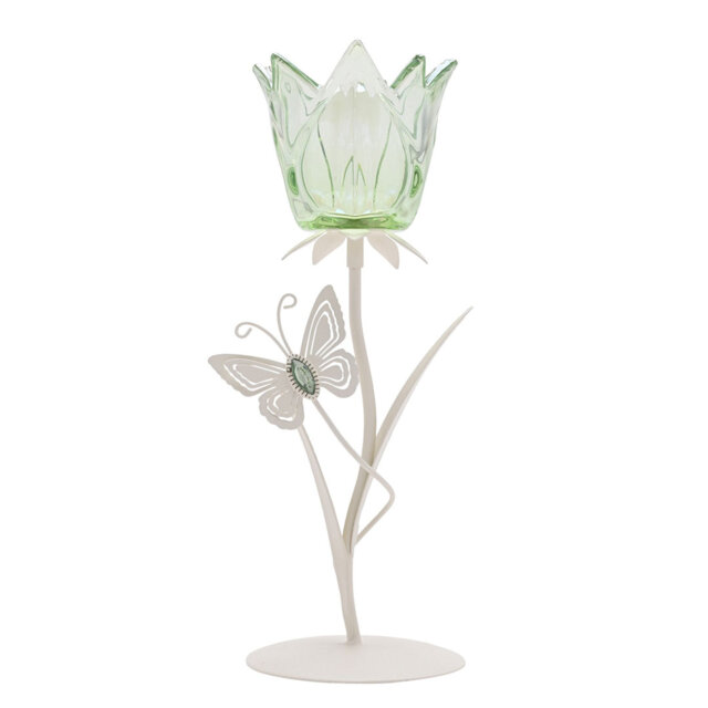 29.5Cm Glass Metal Tabletop Votive Holder
