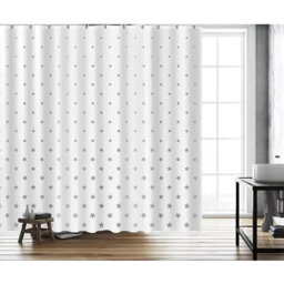 72×72in Water Droplet Shower Curtain, Anti-Mould Washable Fabric with 12 Hooks