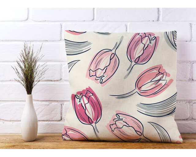 Shoshanna Tulips Floral Scatter Cushion with Filling