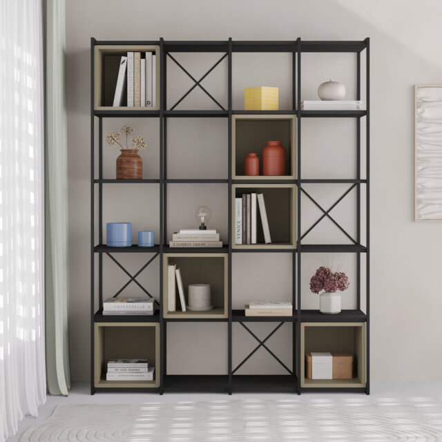 Vale Modern Metal Frame Multi-Purpose Bookshelf & Storage Unit