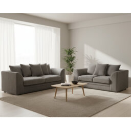 Two Piece 3 and 2 Seater Jumbo Cord Fabric Sofa Set