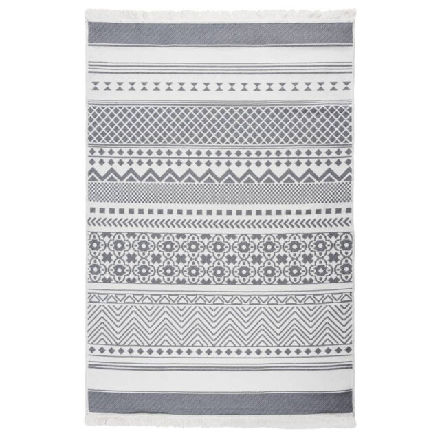 Gracie Oaks Rug Grey And White Cotton