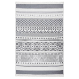 Gracie Oaks Rug Grey And White Cotton