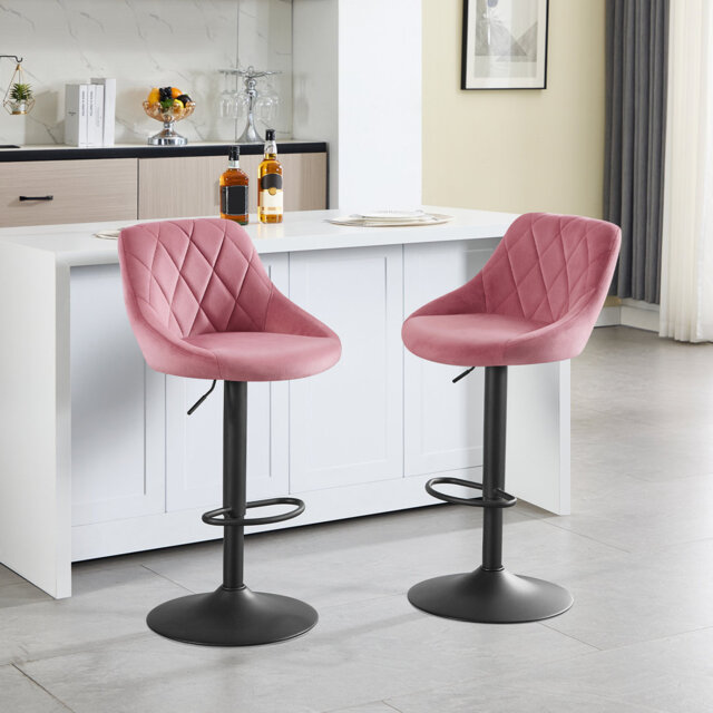 Paynter Swivel Upholstered Adjustable Height Counter Stool with Metal Frame