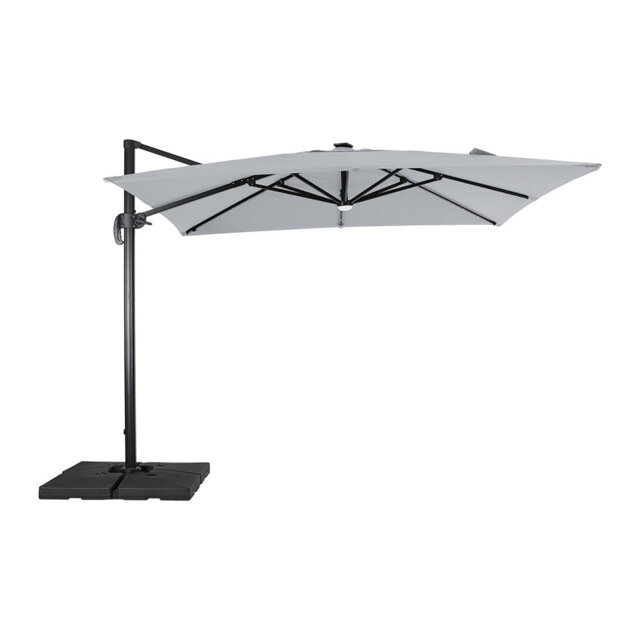 Shellie 300cm Lighted Cantilever Parasol with Crank Lift , Counter Weights Included