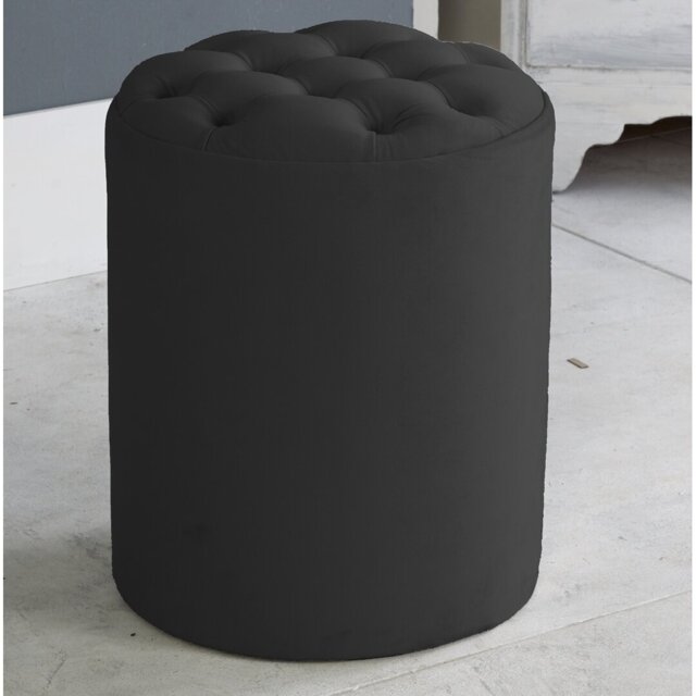 Henthorn 28cm Wide Velvet Tufted Round Solid Colour Pouffe Ottoman
