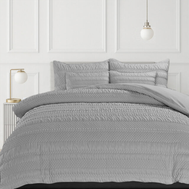 3D Embossed Geometric Pattern Saville Duvet Set