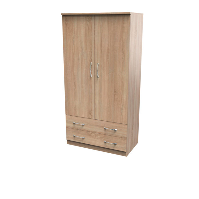 Dekyn Wide 2 Drawer Double Wardrobe in Bardolino Oak