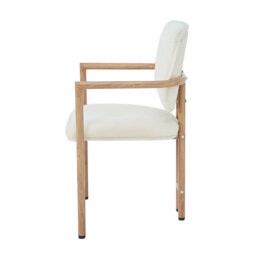 Boucle Upholstered Metal Armchair in Beige