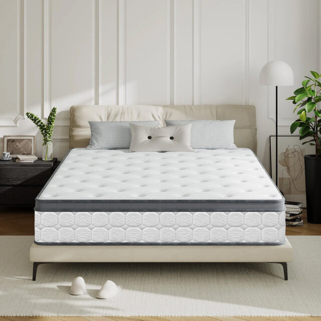 Pocket Spring Mattress with Enhanced 4-Side Foam Edge Support 7-Zone Support & Sleep Cooler, Medium Firm