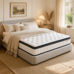 Pocket Spring Mattress with Enhanced 4-Side Foam Edge Support 7-Zone Support & Sleep Cooler, Medium Firm