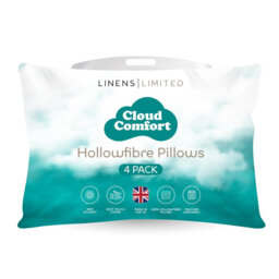 Linens Limited Soft Pillows, Made in the UK, Cloud Comfort, Soft and Firm with Orthopedic Support, Non-Allergenic Polycotton Polyester Hollowfibre, Ma
