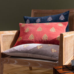 Emrys Embroidered Cotton Velvet Feather Filled Cushion