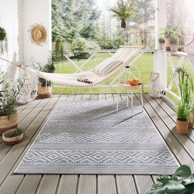 Freddy Striped Machine Woven Flatweave Indoor / Outdoor Area Rug