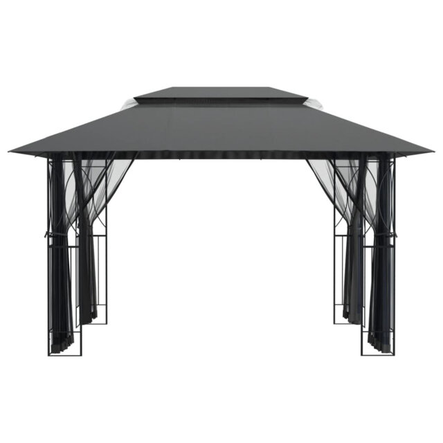 Dakota Fields Gazebo With Sidewalls Anthracite 4x3x2.7m Steel