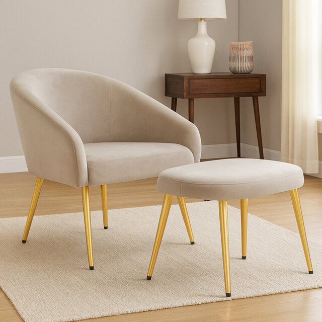 72cm Wide Velvet Footstool Ottoman
