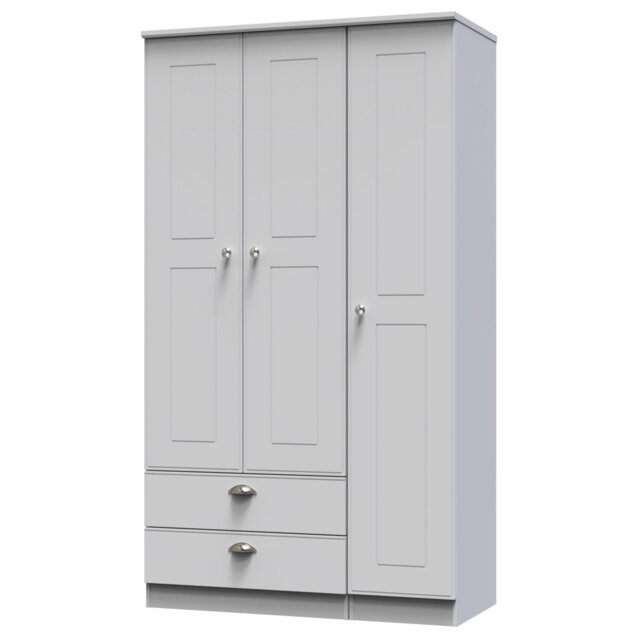 Conners Triple Wardrobe with 2 Drawers in Reed Green & Riviera Oak