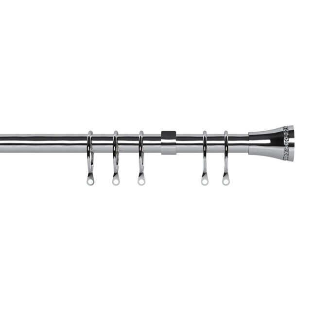 Gleason Chrome Adjustable 1.9cm Single Curtain Pole