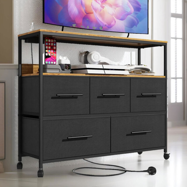 5 Fabric Drawer Bedroom Dresser With Charging Station by Wayfair | uFurnish.com 5 Fabric Drawer Bedroom Dresser With Charging Station by Wayfair | uFurnish.com
