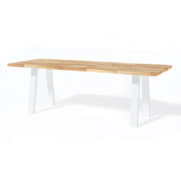 Filotita Oak Solid Wood Top Metal Base Dining Table