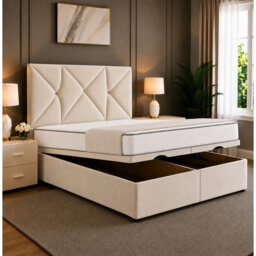 Noris Geometric Divan Ottoman Storage Bed Frame with End Lift Storage