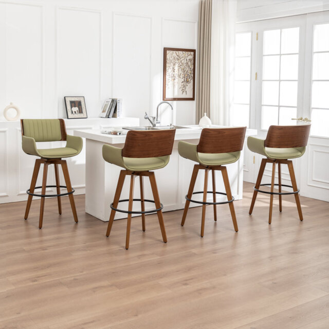 Modern Faux Leather Upholstered Swivel Stools (Set of 4)
