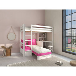 Luper European Single (90 x 200cm) High Sleeper Bunk Bed with Built-in-Desk