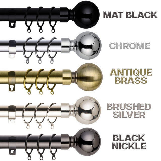 Adjustable Plain Metal Ball Curtain Rod With Decorative Finials â Heavy-Duty Steel Drapery Rod For Living Room & Bedroom