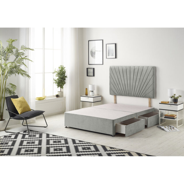 SantaFe Tweed Fabric Divan Bed Base and Headboard with Optional Drawers