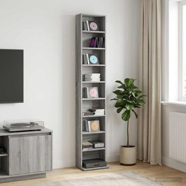 CD Cabinet Engineered Wood Indoor Media Storage Unit Rack Bedroom Home