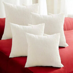 Antimo Indoor / Outdoor Cream Square Throw Cushion Cover Pack Of 4