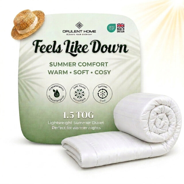 Opulent Home Premium Anti-Allergy Duvet Quilt 1.5 TOG - Lightweight Stripe Summer Comforter - Available Single /Double/King/Super King