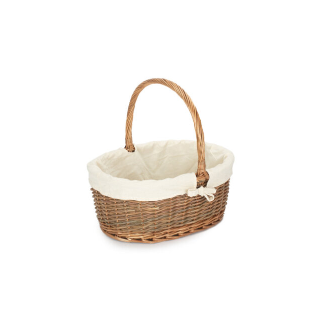 Lily Manor Wicker Unpeeled Willow Shopper Basket with Lining