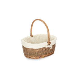 Lily Manor Wicker Unpeeled Willow Shopper Basket with Lining