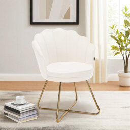 Round velvet armchair with petal backrest and gold metal legs modern accent chair dressing chair for home