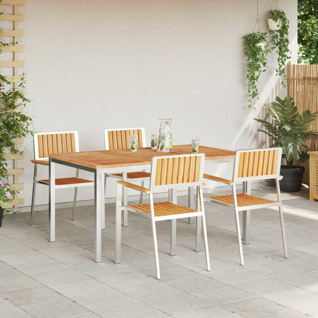 5 Piece Garden Dining Set Solid Wood Teak