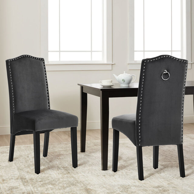 Eatonville Set of 2 Velvet Upholstered High Back Dining Chairs