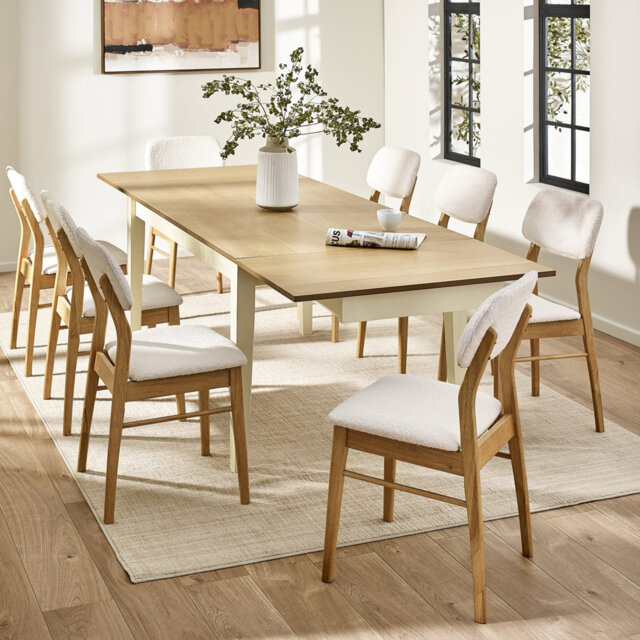 Extendable Solid Wood Base Dining Table