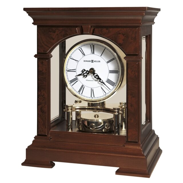 Statesboro Traditional Analog Wood Quartz Tabletop Clock in Cherry Bordeaux