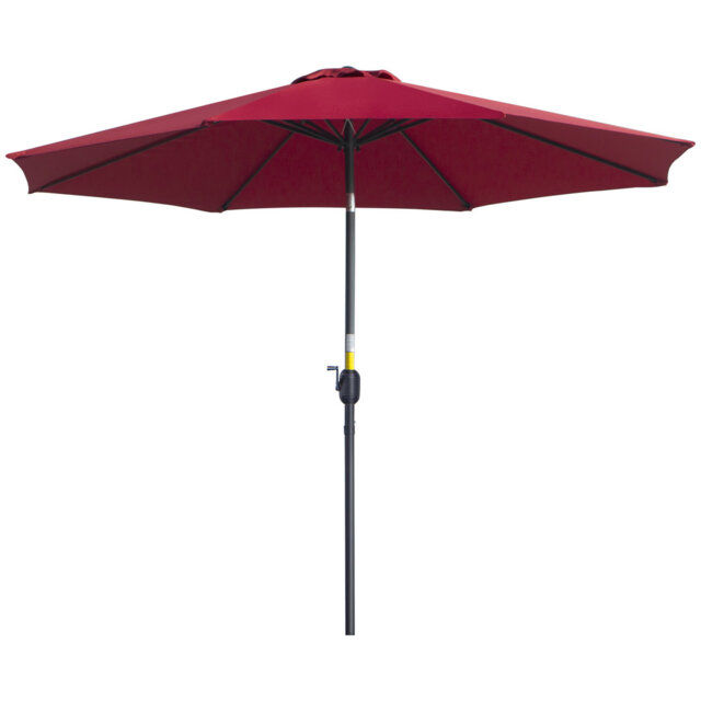 3m Tilting Garden Parasol, 8 Ribs Patio Umbrella With Crank Handle & Push Button Tilt, Powder Coated Steel Frame, Ventilated Canopy, Outdoor Sun Shade