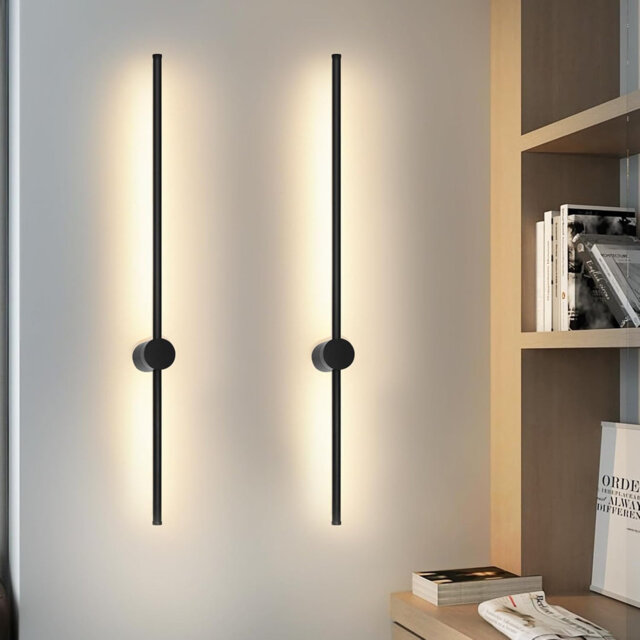 2 LED Wall Lights Indoor Wall Lamp - 60CM Modern Black Hallway Lamp Swivel Design Stair Lamp Indirect Wall Lighting 3000K Warm White for Living Room B