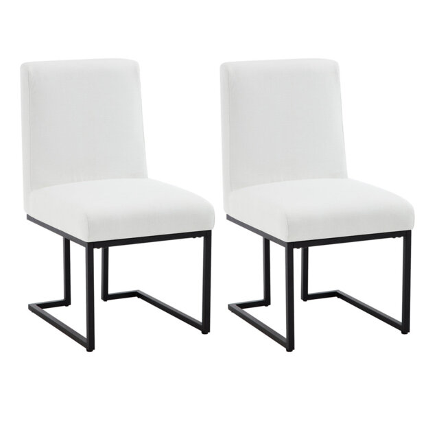 45cm H Linen Upholstered Metal Side Chair