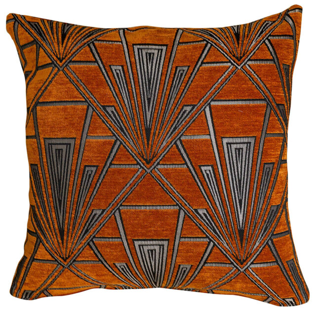 Art Deco Geometric Cushion in Burnt Orange