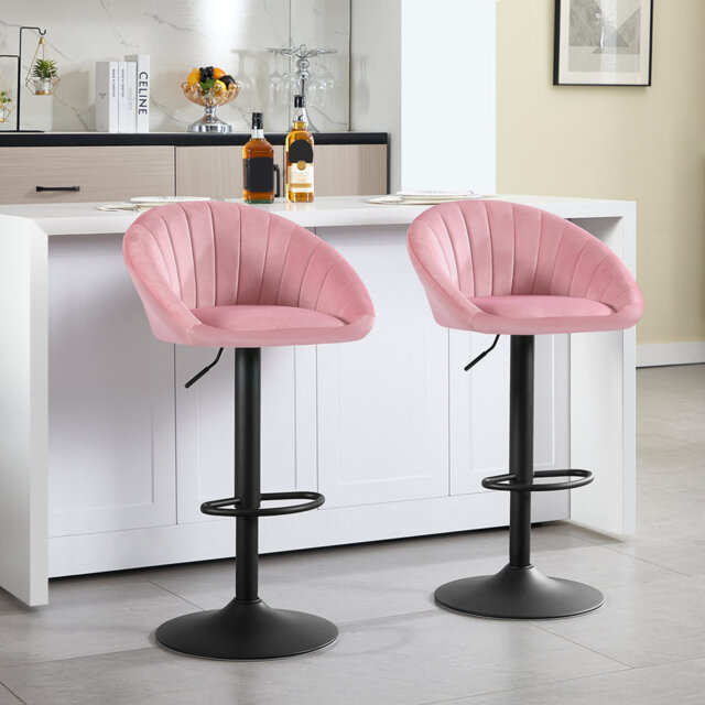 Swivel Upholstered Adjustable Height Counter Stool with Metal Frame