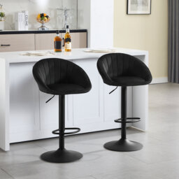 Bar Stools Set Of 2 Bar Chairs Height-Adjustable Swivel Kitchen Stool With Backrest Stool Kitchen Bar 150 Kg Velvet Metal