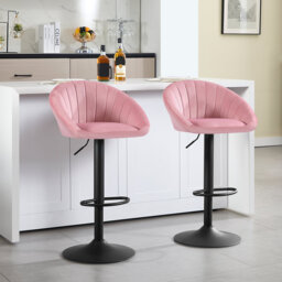 Swivel Upholstered Adjustable Height Counter Stool with Metal Frame