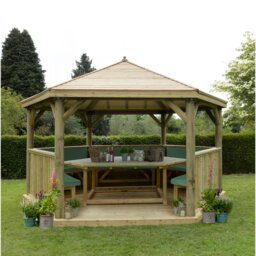 Furnished 4.9m x 4.3m Wooden Gazebo with Timber Roof with Installation Service