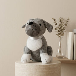 Fabric Dog Door Stop - Cute Weighted Freestanding Decorative Door Stopper for Bedroom, Living Room and Home Décor