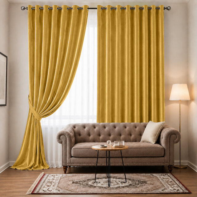 Pittsboro Crushed Velvet Eyelet Windows Panel Curtains